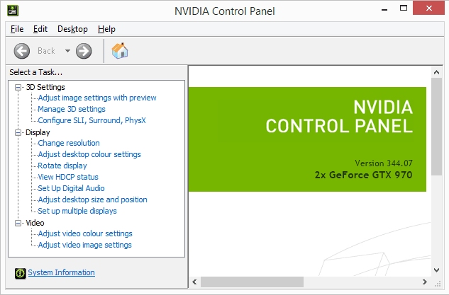 nvidia display control windows10